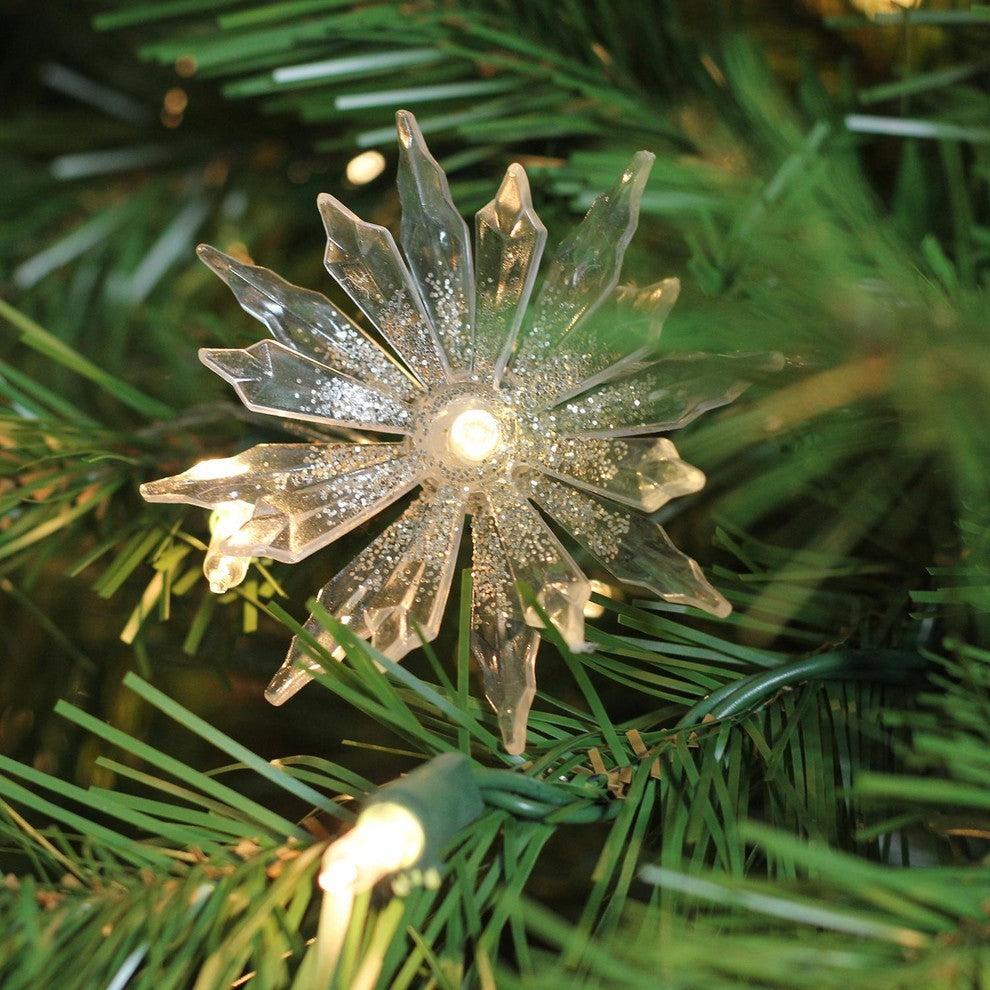 Set of 20 Battery Operated Warm Clear LED Chrysanthemum Christmas Lights