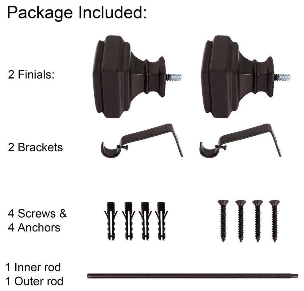 UTOPIA ALLEY 5/8 Inch Curtain Rod - Curtain Rods For Windows 28 to 48 Inch, Oil Rubbed Bronze