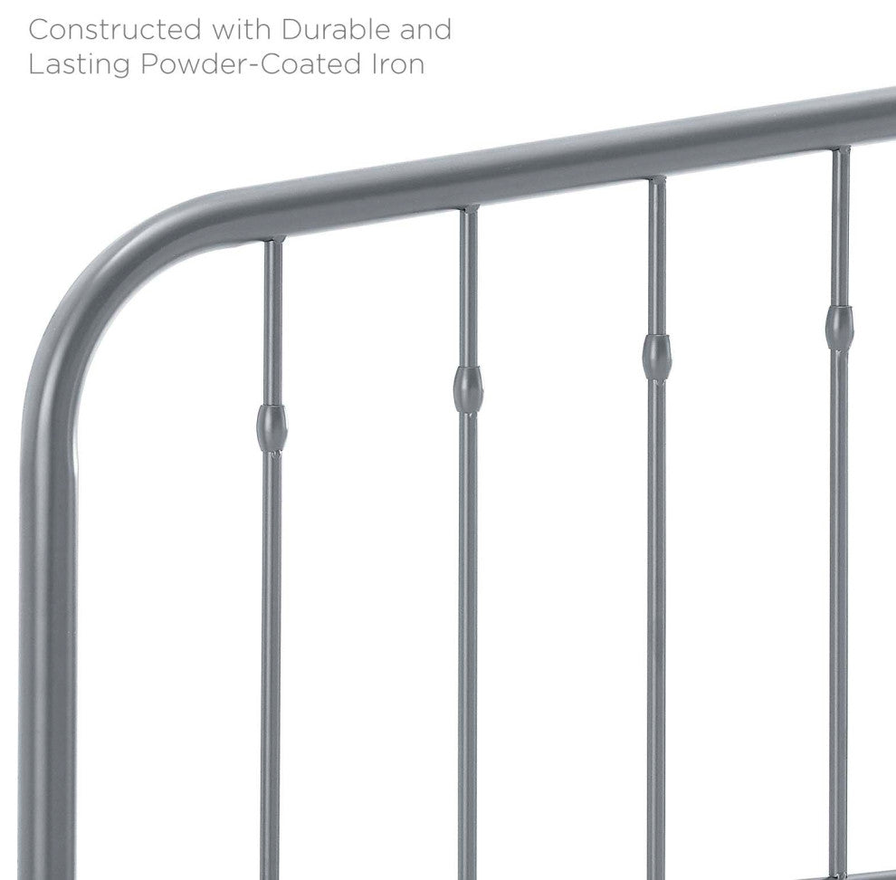 Headboard, King Size, Metal, Gray, Modern Farmhouse, Bedroom Master