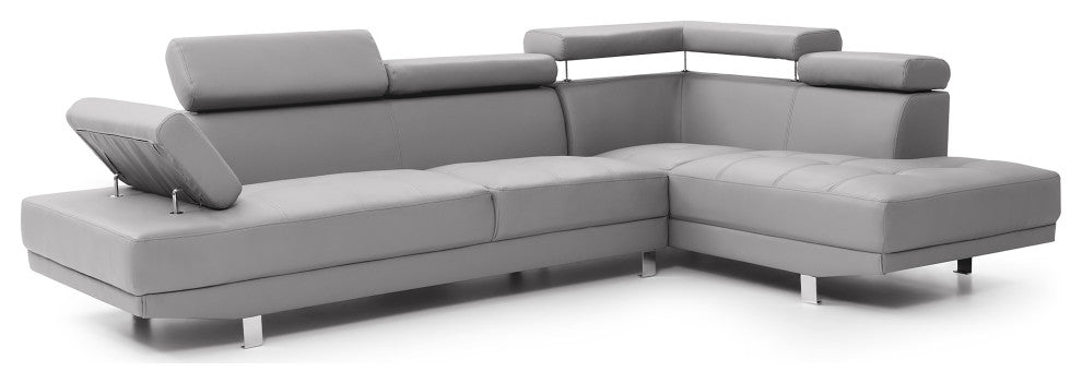 Riveredge 109" W 2 Piece Faux Leather L Shape Sectional Sofa, Gray