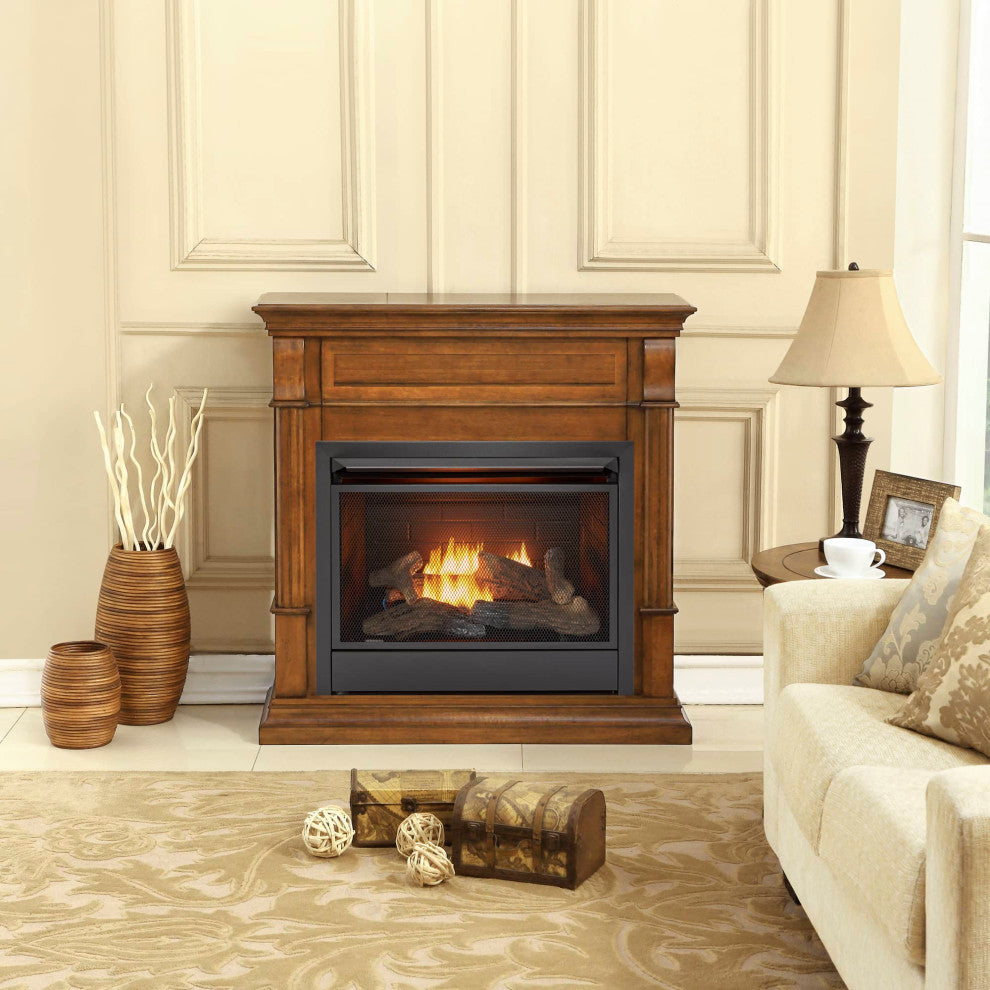 Duluth Forge Dual Fuel Ventless Gas Fireplace, 26,000 BTU, T-Stat, Apple Spice