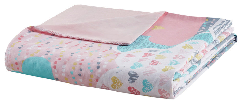 Kids Cotton Comforter/Duvet Cover/Coverlet Set, Pink, Full/Queen, Duvet Cover