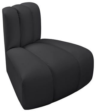 Arc Upholstered Modular Component, Black, 1-Piece: Reverse Corner, Vegan Leather