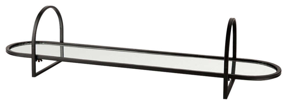 Evianna 30Lx7Wx7H Mirrored With Black Metal Frame Tray