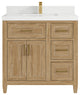 Santa Monica 36 Center Sink Bath Vanity in Whitewashed Teak 2" White Quartz