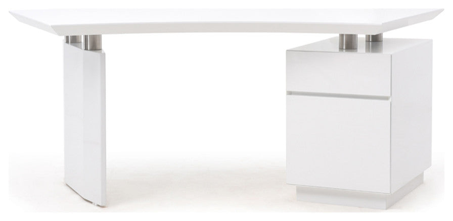 HomeRoots 30" White Stainless Steel Office Desk