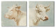 Vintage Farm Cattle Cows Watercolor Portrait Beige Blue,24 x 24