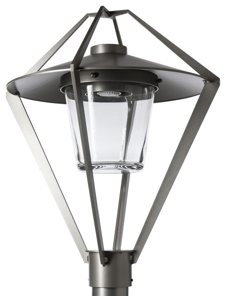 Stellar Post Light, Coastal Burnished Steel Finish, Clear Glass