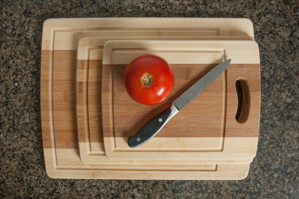 Heim Concept 3-Piece Organic Bamboo Cutting Board Set With Drip Groove