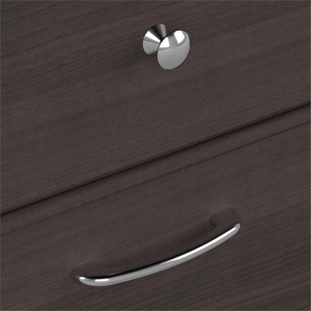 Cabot L Desk with storage in Heather Gray - Engineered Wood