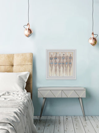 "Tiny Blue Bikinis II" Framed Painting Print, 12"x12"
