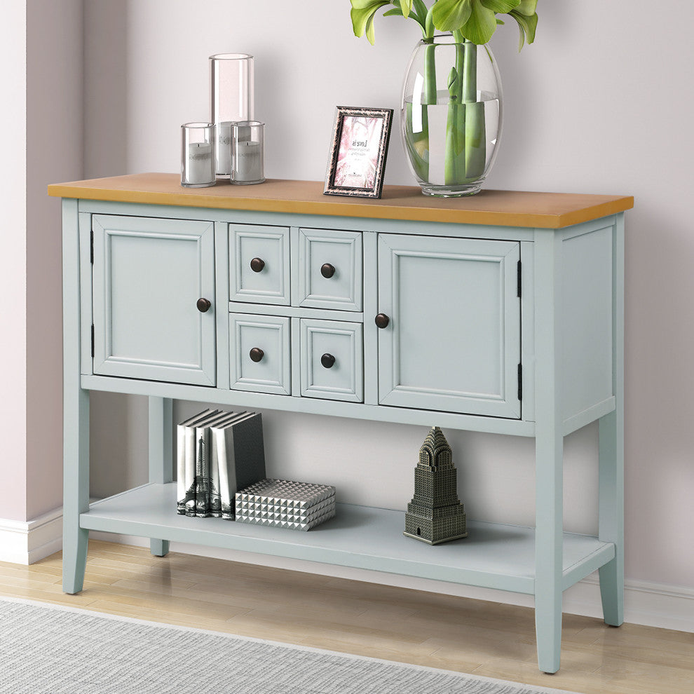 TATEUS 46" Console Table Buffet Sideboard Storage Drawers Cabinets Sofa Tables, Lime White