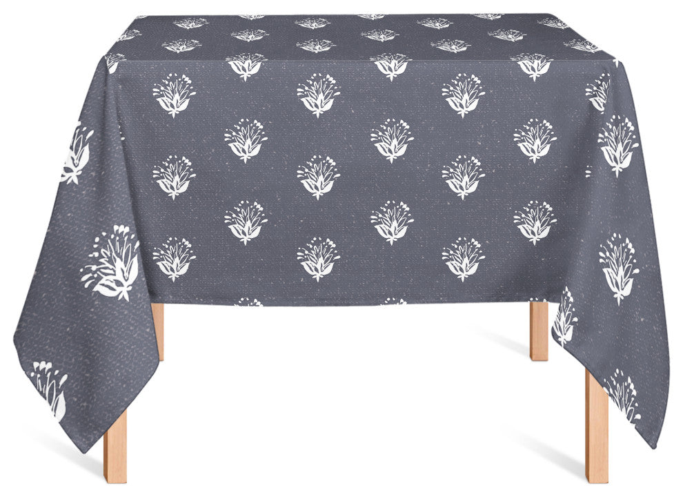 Navy Floral Pattern 58x58 Tablecloth