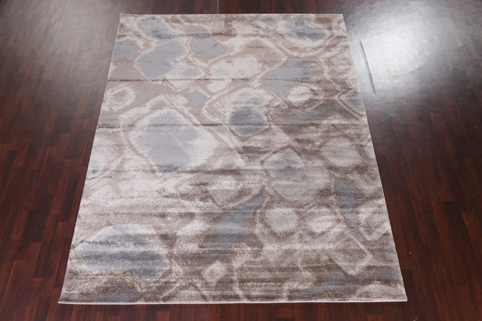 Turkish Abstract Brown Transitional Oriental Rug Contemporary Carpet 8x10