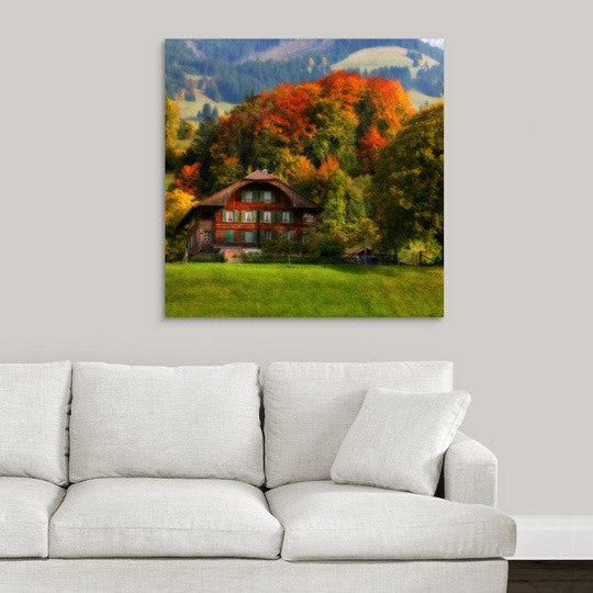 "Swiss Chalet" Wrapped Canvas Art Print, 35"x35"x1.5"