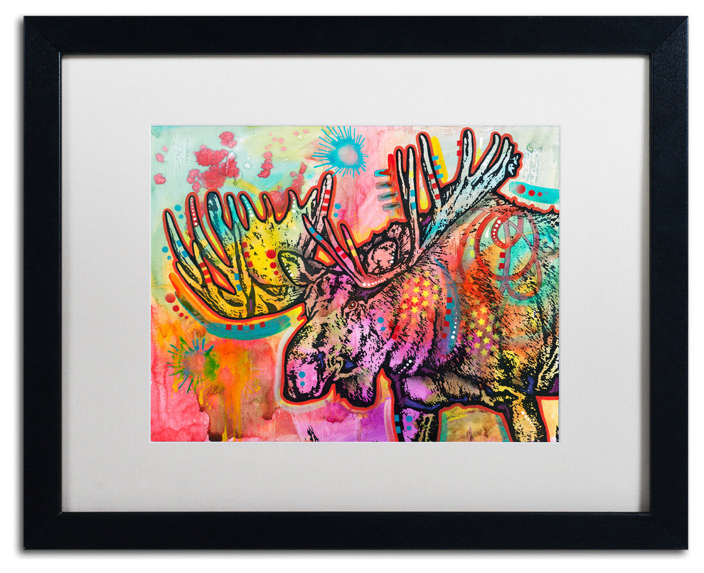 Dean Russo 'Moose' Art, Black Frame, White Mat, 20x16
