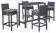 Summon 5 Piece Outdoor Patio Sunbrella Pub Set, Canvas Gray