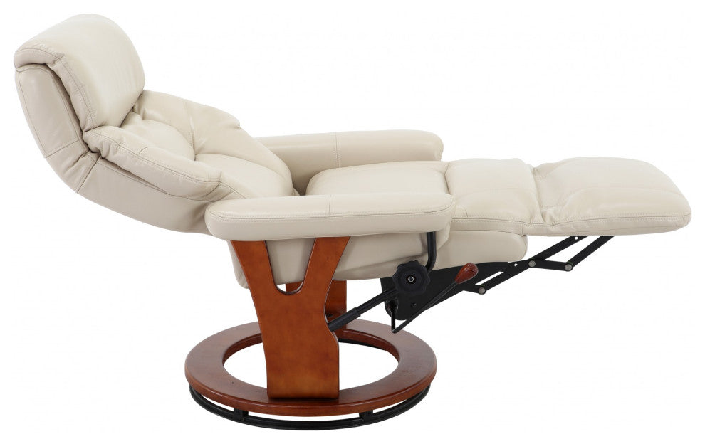 HomeRoots Ivory Faux Leather Swivel Adjustable Recliner Chair