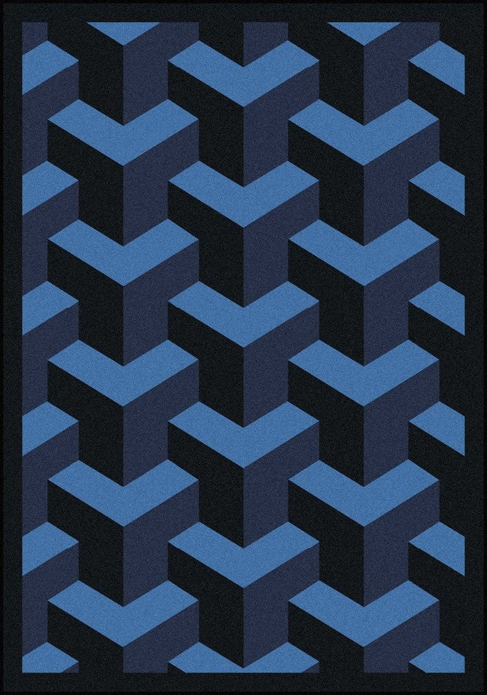 Kaleidoscope Rug, Rooftop, 7'8"x10'9", Navy