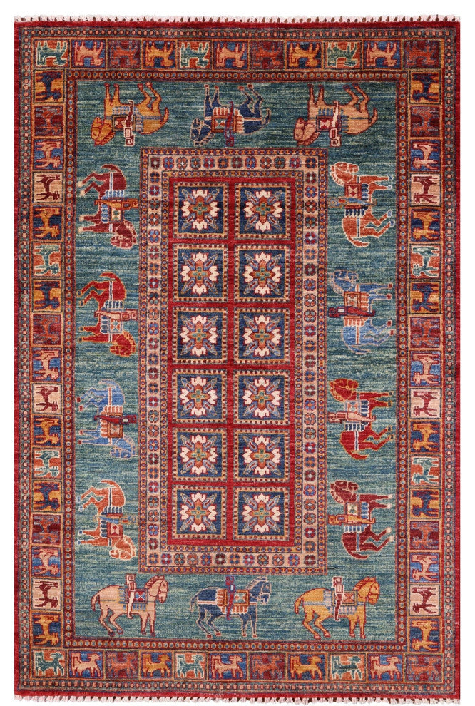 3' 4" X 5' 0" Antiqued Pazyryk Historical Design Handmade Rug Q10942