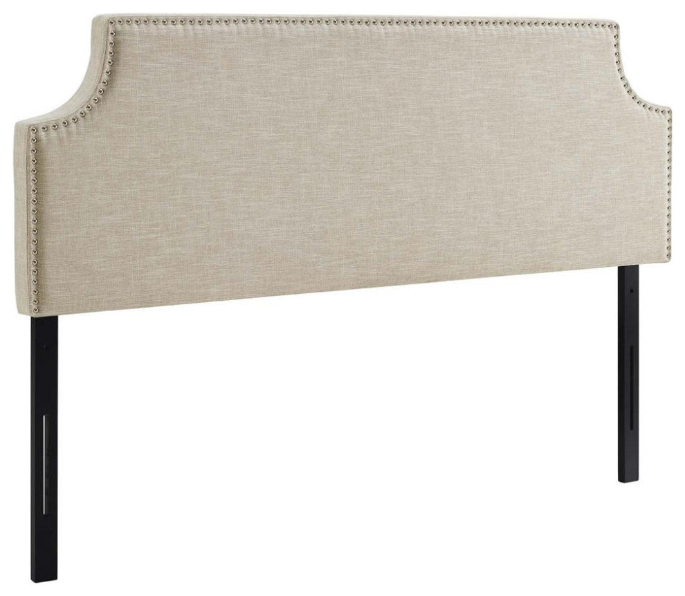 Laura Queen Upholstered Fabric Headboard, Beige