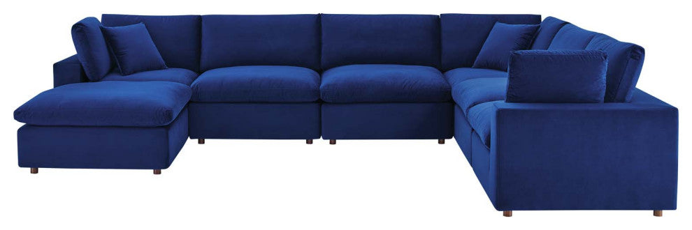 Sectional Sofa Set, Velvet, Blue Navy, Modern, Living Lounge Hotel Hospitality