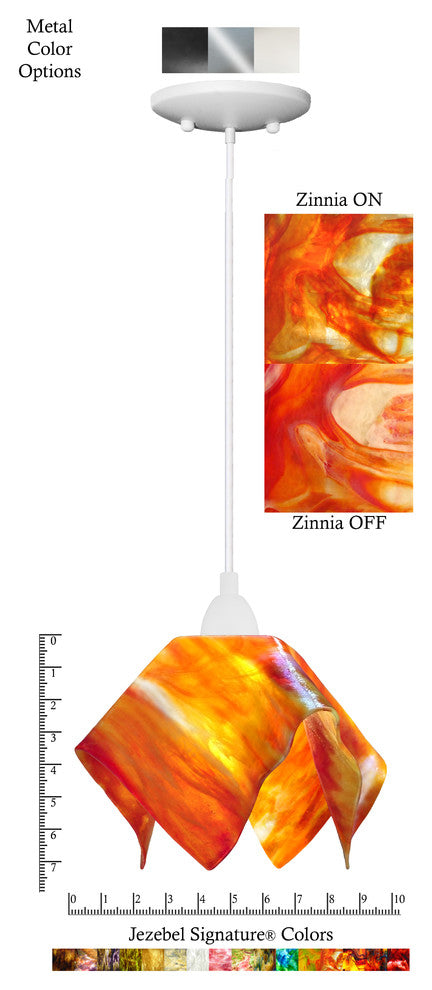 Small Jezebel Signature Flame Pendant, Zinnia, White Base