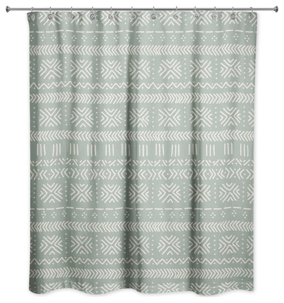 Sage Mudcloth 71x74 Shower Curtain