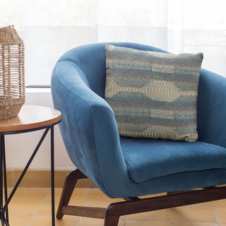 Plutus Blue Lake Stripe Luxury Throw Pillow, 16"x16"