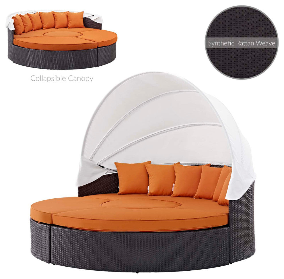 Quest Canopy Outdoor Patio Daybed, Espresso Orange