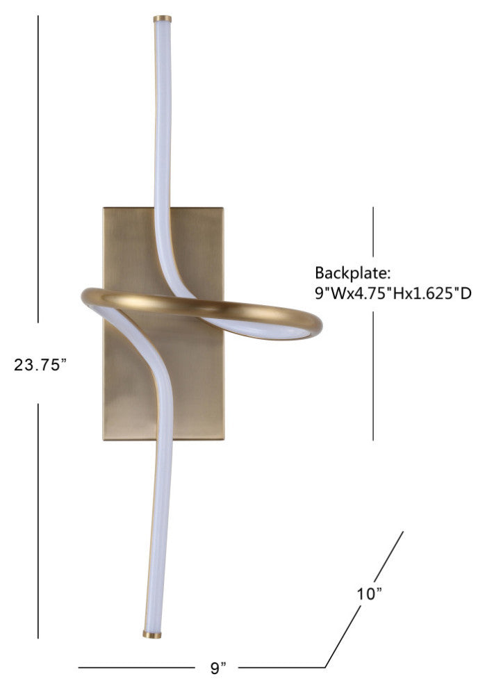 Sketch 9" Minimalist Metal Integrated LED Vanity Light Sconce, Gold
