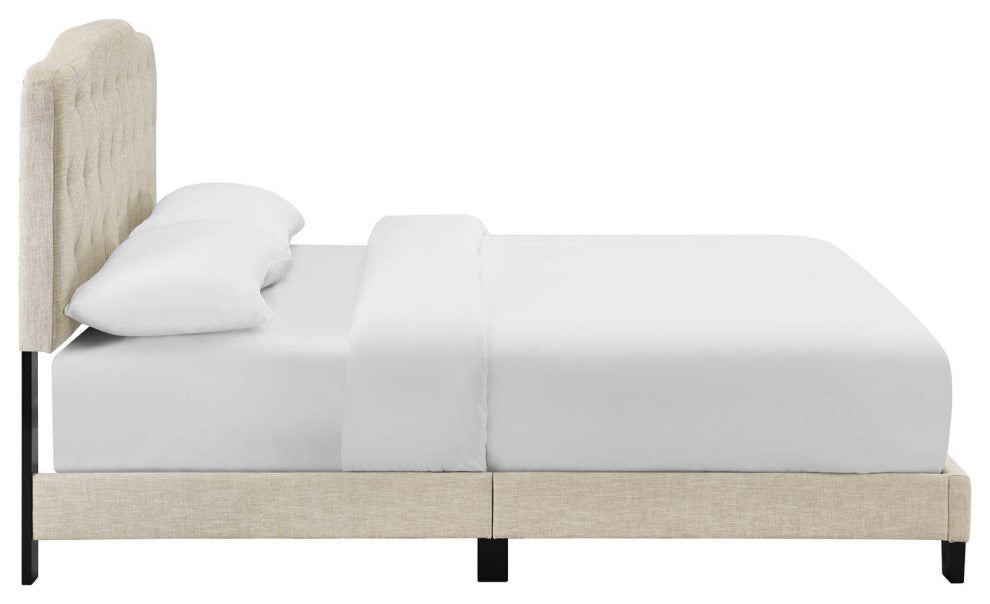 Beige Amelia Full Upholstered Fabric Bed