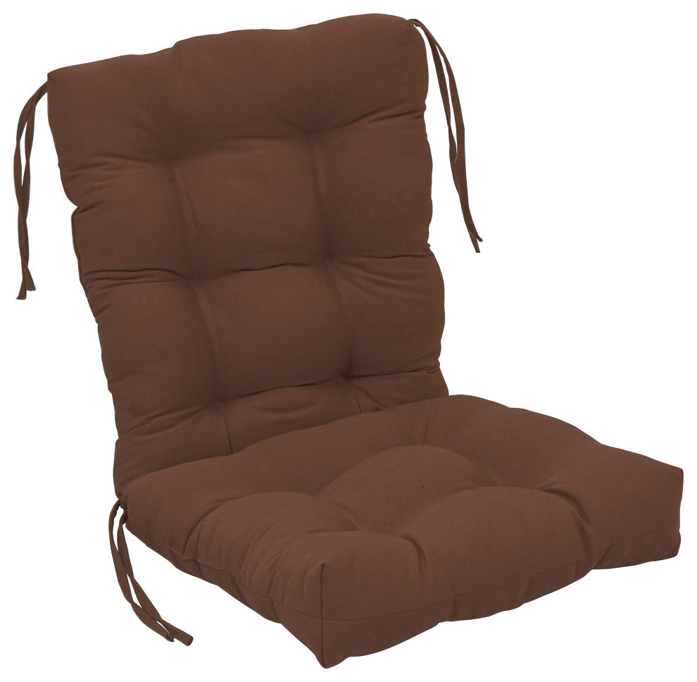 18"x38" Solid Twill Tufted Chair Cushion, Chocolate