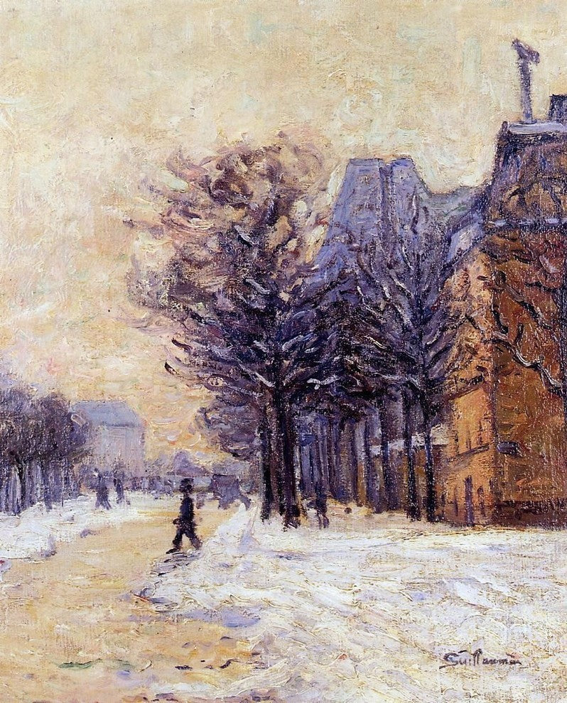 Armand Guillaumin Passers-by in Paris in Winter Premium Canvas Print