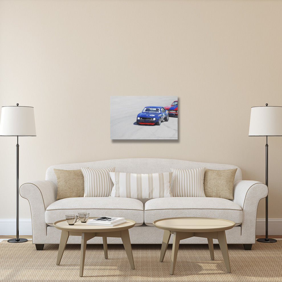 "Chevy Camaro on Race Track Watercolor" Fine Art Print