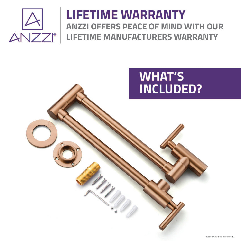 Braccia Series 24" Wall Mounted Pot Filler, Rose Gold