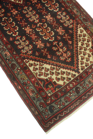 Fine Vintage Distressed Talha Charcoal/Red Runner, 3'8 x 9'4