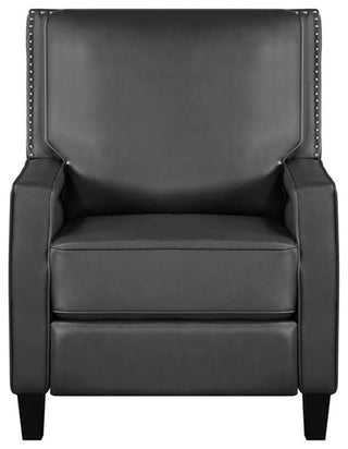 Lexicon Berenson Faux Leather Upholstered Push Back Recliner in Gray Color