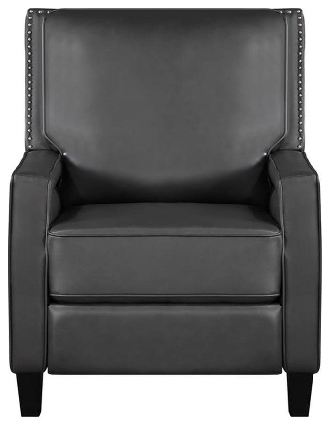 Lexicon Berenson Faux Leather Upholstered Push Back Recliner in Gray Color