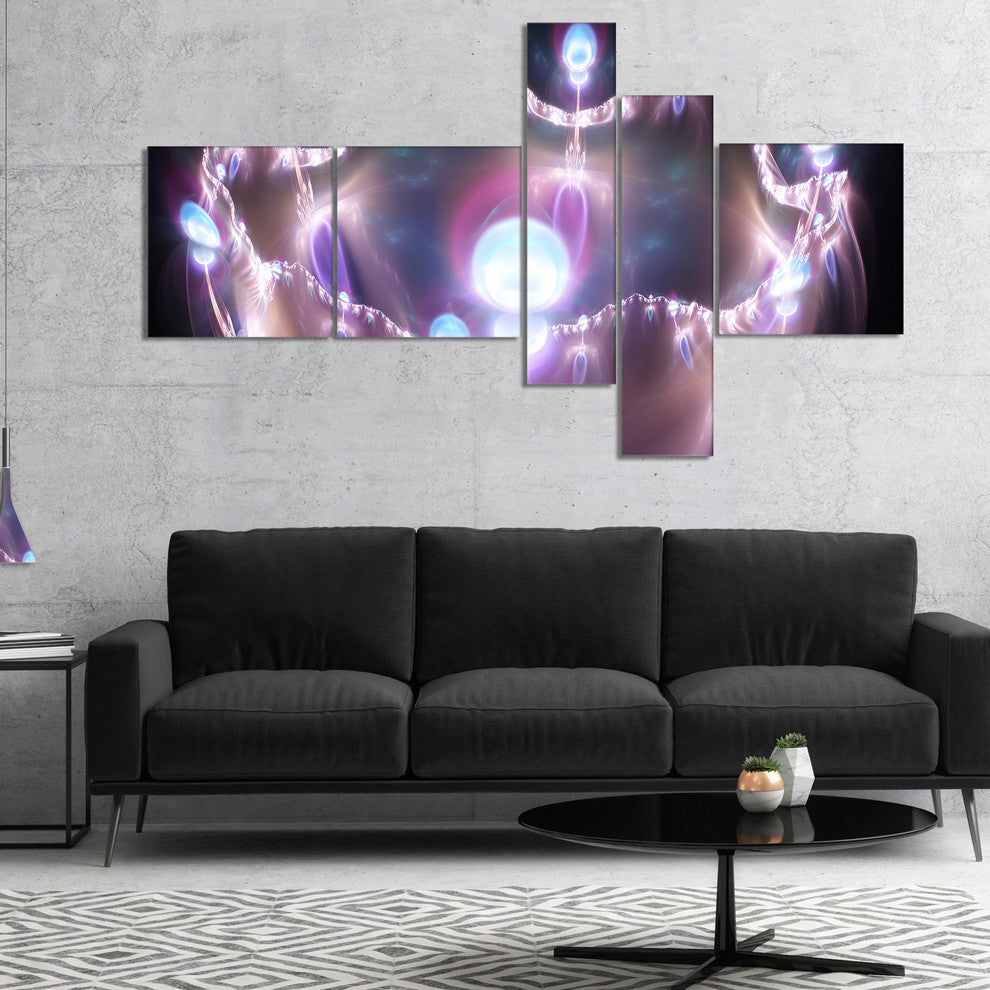3D Surreal Purple Illustration, Abstract Canvas Art Print, 60"x32", 5 panels