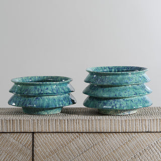 Uttermost ZigZag Blue Green Bowls Set/2