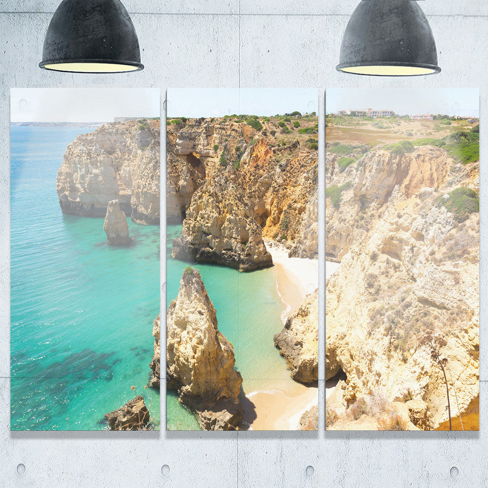 "Rocky and Rough Portugal Bay" Metal Wall Art, 3 Panels, 36"x28"
