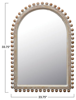 Boho Arched Wood Framed Wall Mirror, Natural