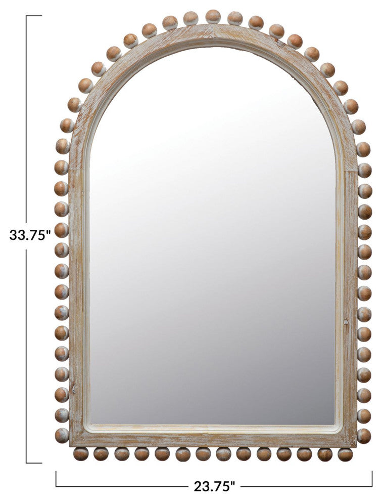 Boho Arched Wood Framed Wall Mirror, Natural