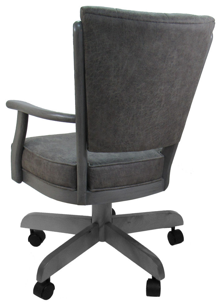 Classic Caster Swivel Dining Chair on Wheels, Solid Wood, Northwest Elk - Grey
