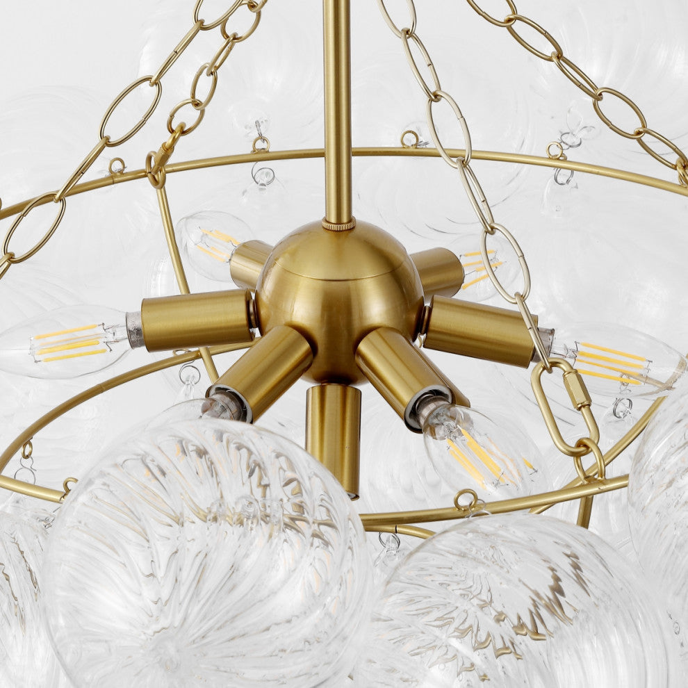 Safavieh Couture Betty Glass Bubbles Chandelier, Brass/Clear