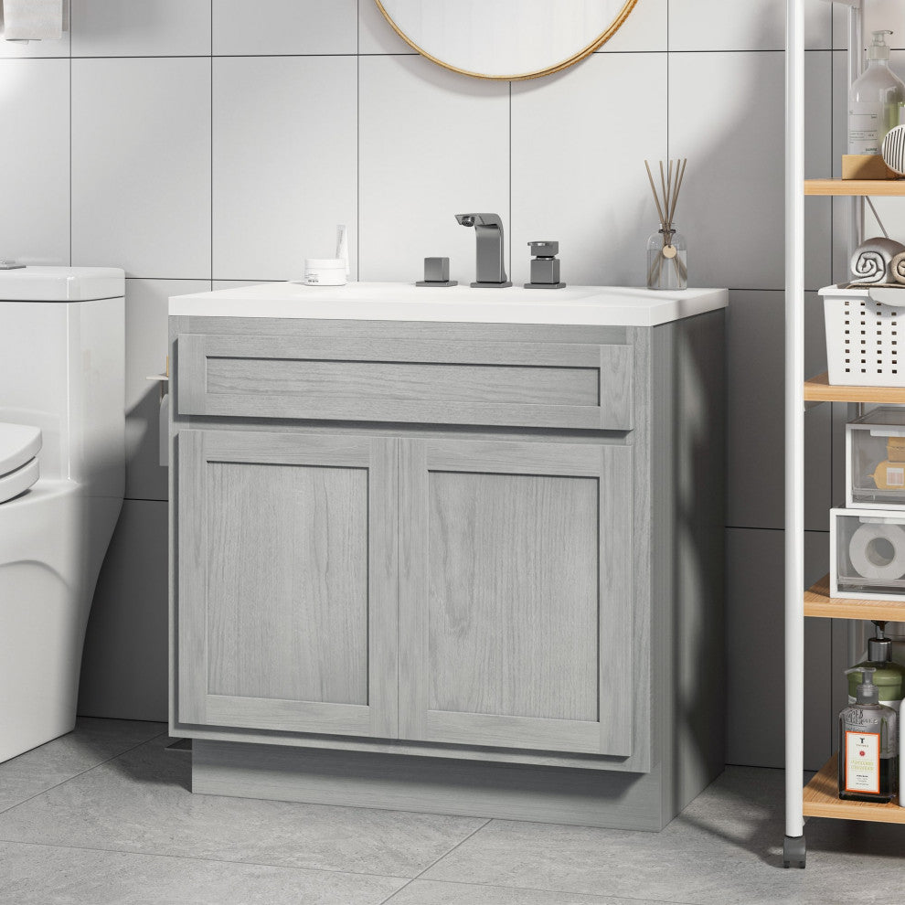 Vanity Art Vanity Base Cabinet, No Top, 33", Silver