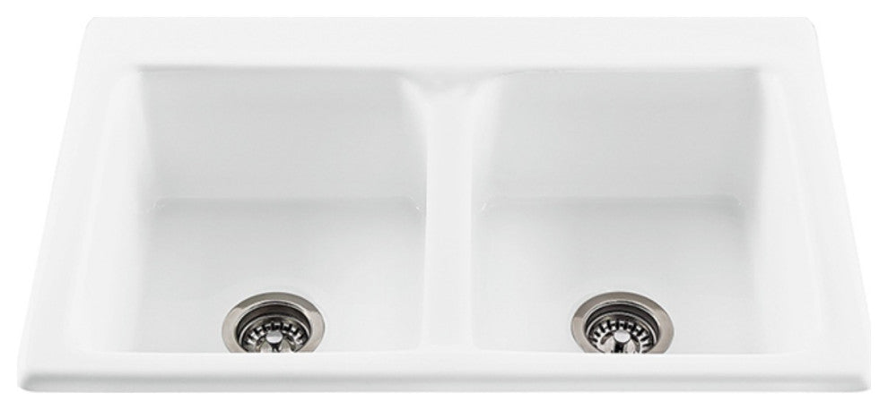 The Endurance double-bowl Kitchen Sink, Biscuit 33.25x22.25