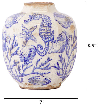 8.5" Nautical Ceramic Decorative Vase