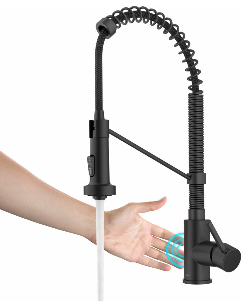 Bolden Commercial Style 2-Function Pull-Down 1-Handle 1-Hole Kitchen Faucet, Matte Black (Sensor Touchless)